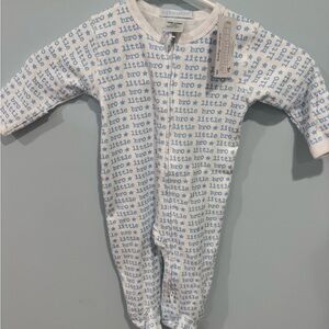 Baby Steps Blue and White 'Little Bro' Footie
